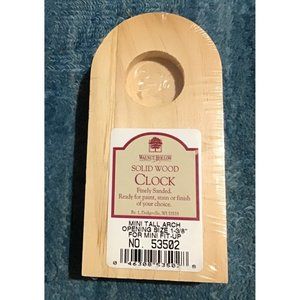 Walnut Hollow Unfinished Solid Wood Clock Mini Tall Arch Opening 1 3/8”New